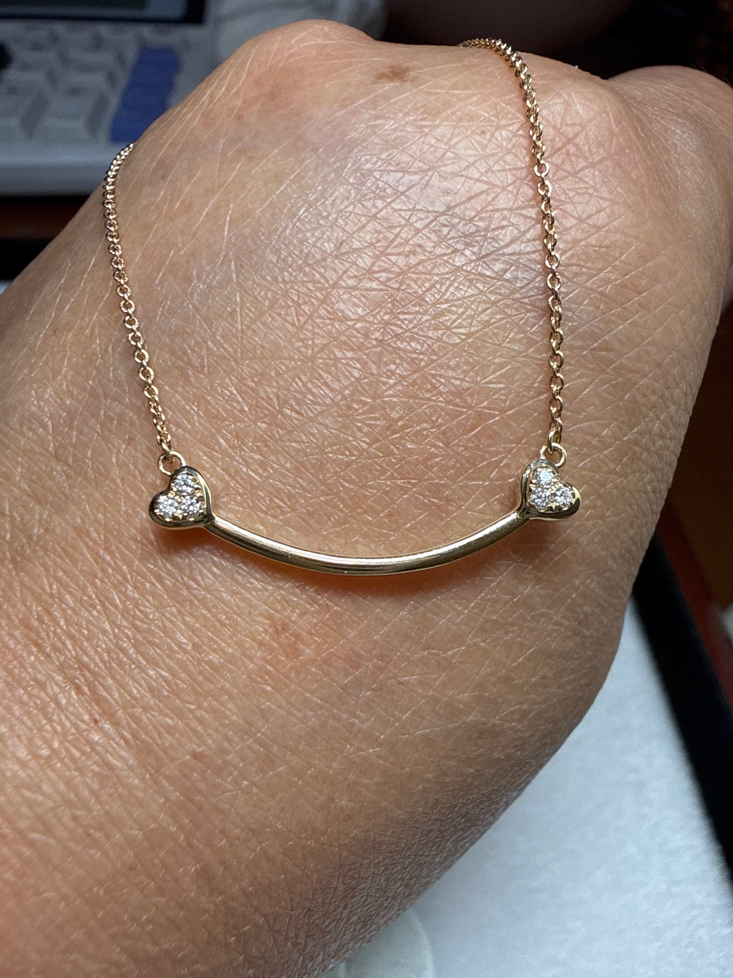 14k yellow gold necklace with natural diamonds