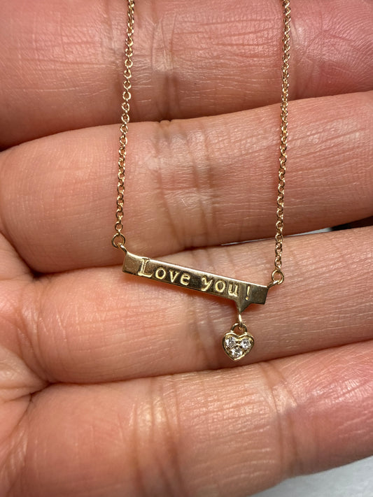 14k yellow gold necklace with natural diamonds